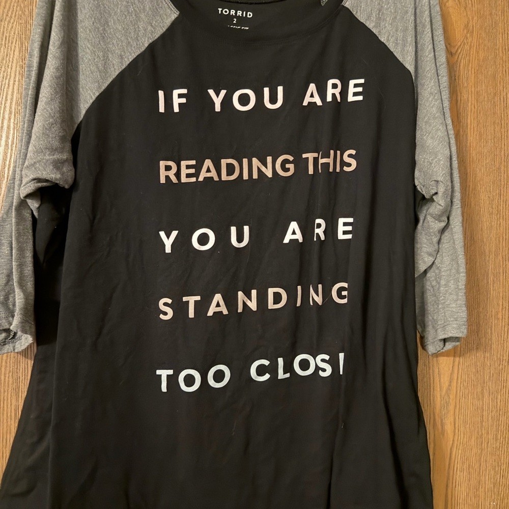 Torrid Black and Gray Statement Jersey Top